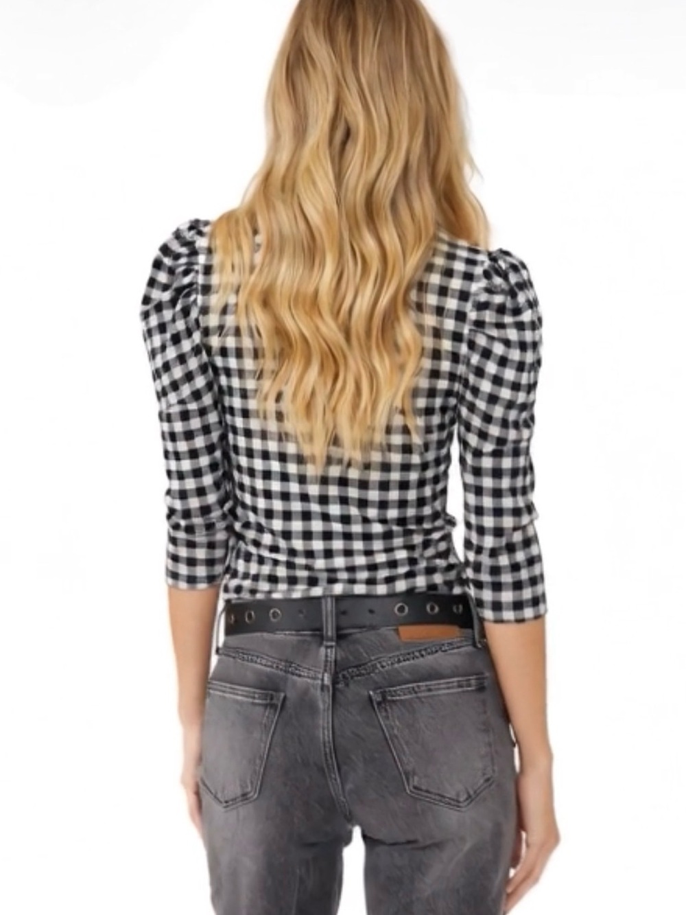 Free People Gather Black & White Gingham Turtleneck - Picture 4 of 17